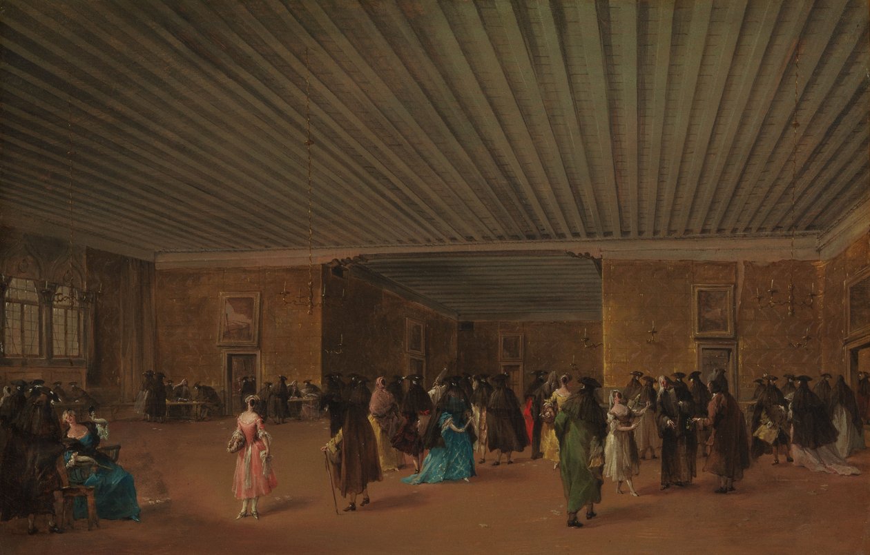 Ridotto Pubblico v Palazzo Dandolo, c.1765-68 (olej na plátně) od Francesco Guardi