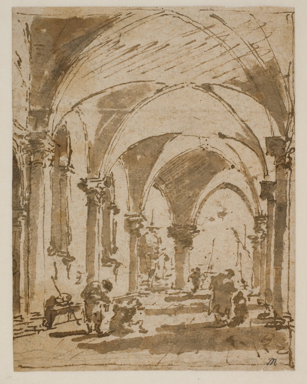 Podloubí Dóžecího paláce směrem k náměstí Piazzetta od Francesco Guardi