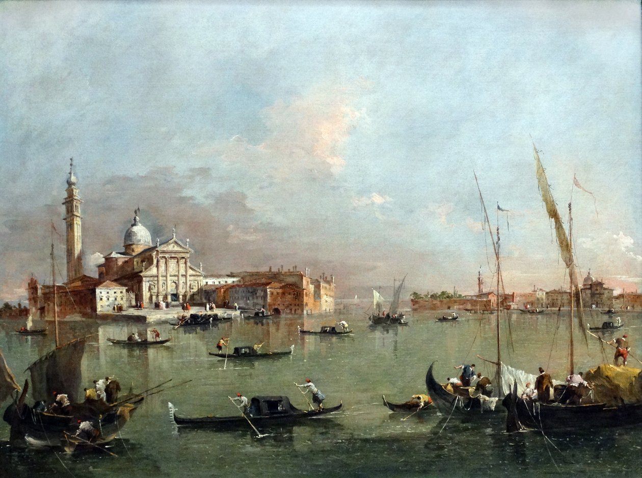 Benátky: San Giorgio Maggiore s Giudecca a Zitelle od Francesca Guardiho od Francesco Guardi