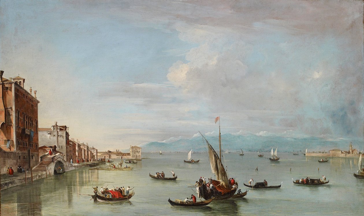 Benátky: Fondamenta Nuove s lagunou a ostrovem San Michele, c1758 od Francesco Guardi