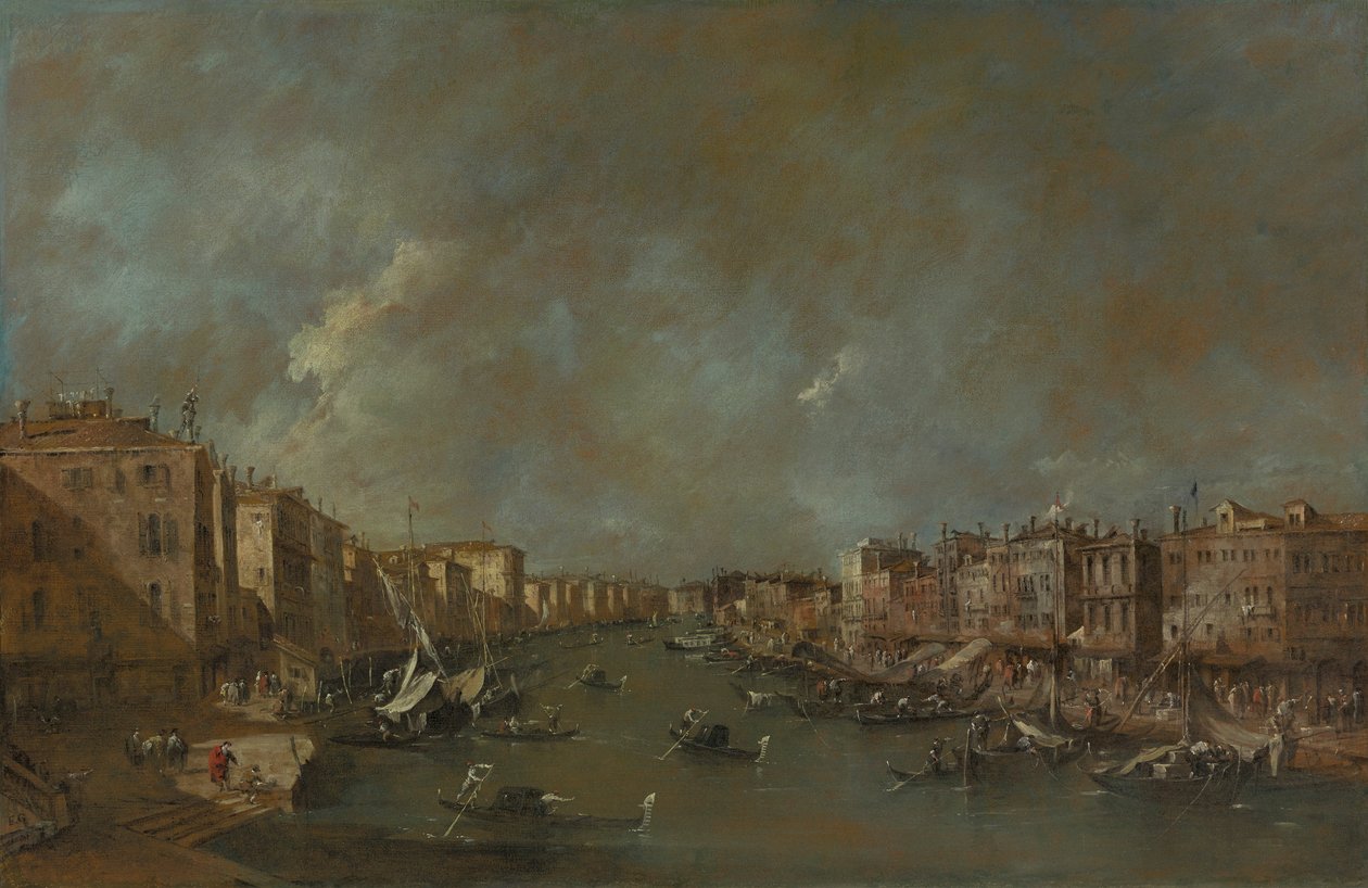 Pohled na Canal Grande z Ponte di Rialto od Francesco Guardi