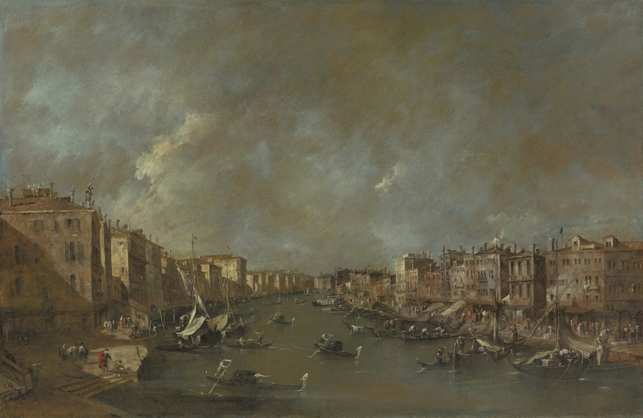 Pohled na Canal Grande z Ponte di Rialto, po roce 1775 od Francesco Guardi