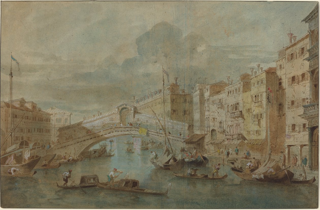 Pohled na most Rialto, Benátky od Francesco Guardi