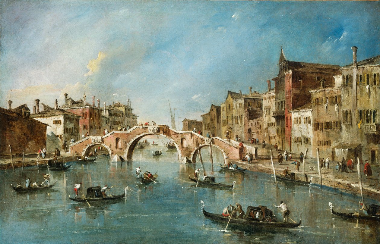 Pohled na kanál Cannaregio v Benátkách od Francesco Guardi