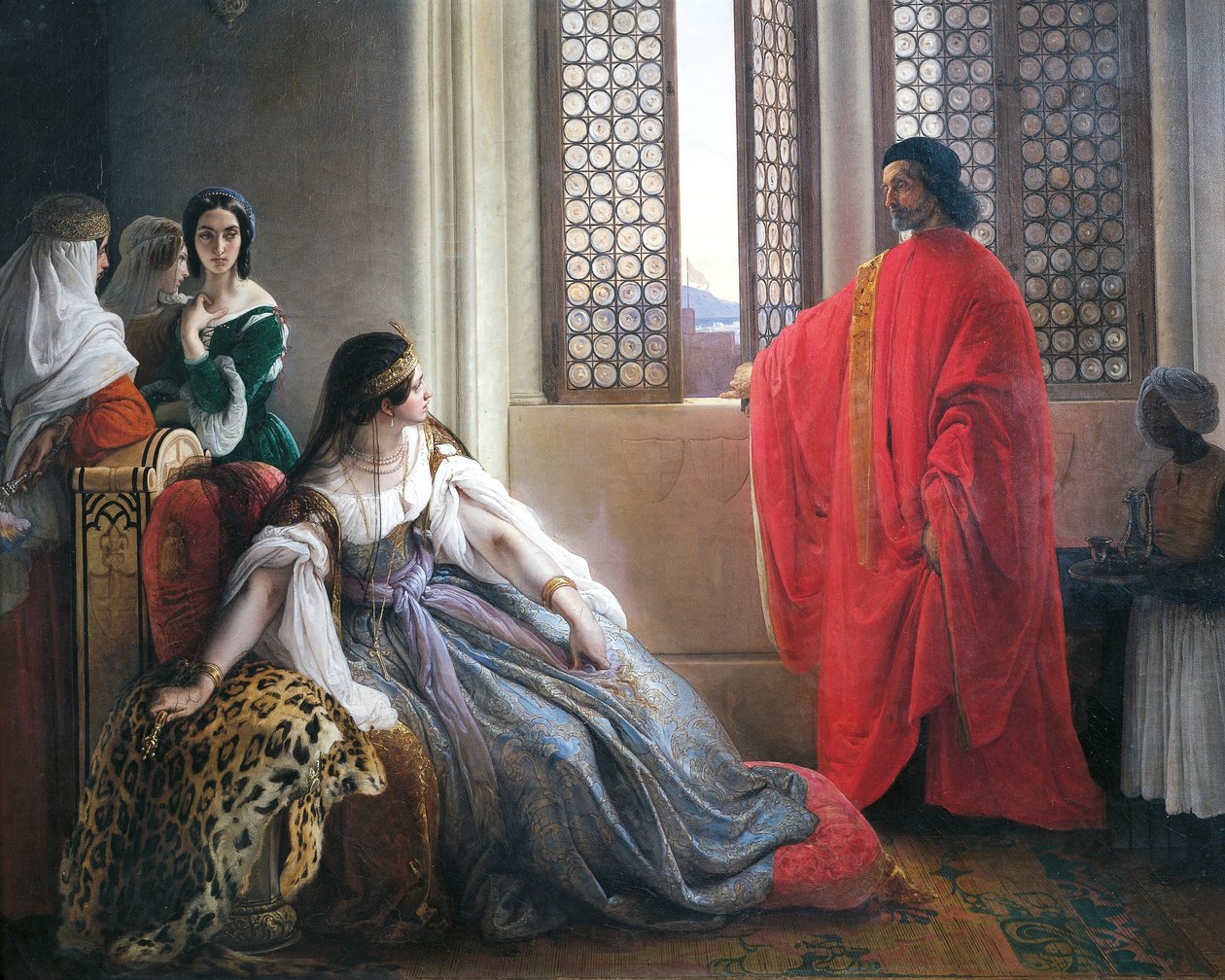 Caterina Cornaro dostává zprávu o sesazení kyperské královny od Francesco Hayez