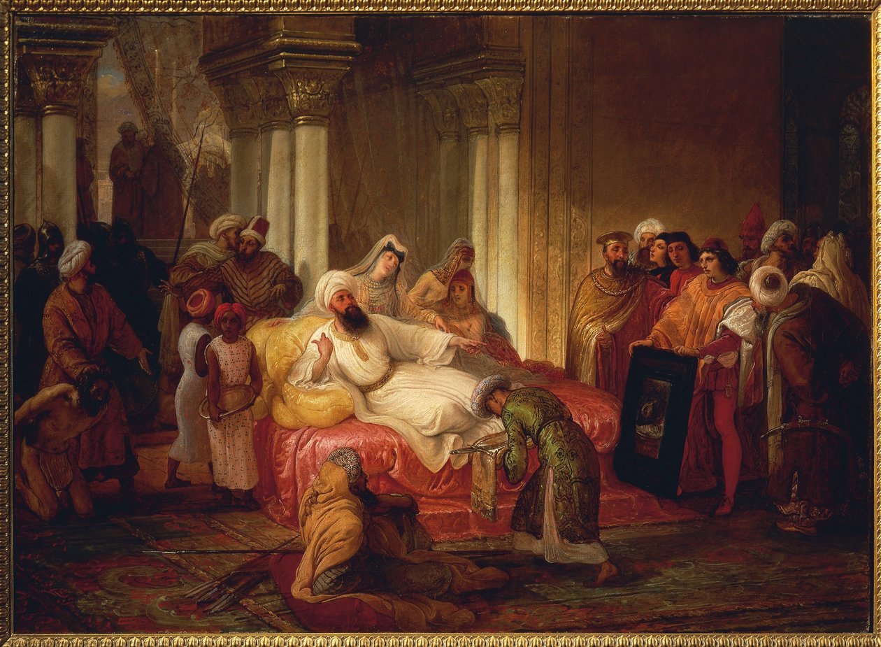 Gentile Bellini (1429-1507) a Mehmet II (1430-1481) od Francesco Hayez