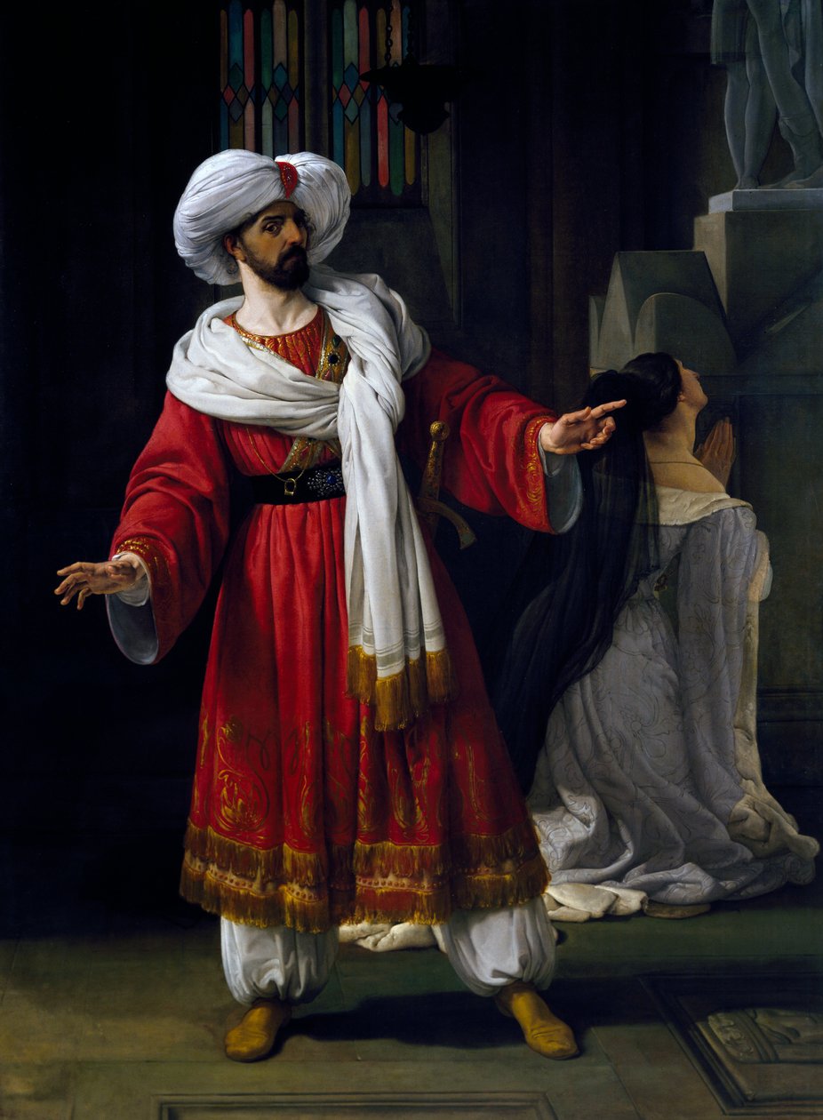Giovanni David (1790-1864) v roli Alexandra v melodramatu Arabové v Galii od Giovanniho Papiniho (1796-1867) od Francesco Hayez