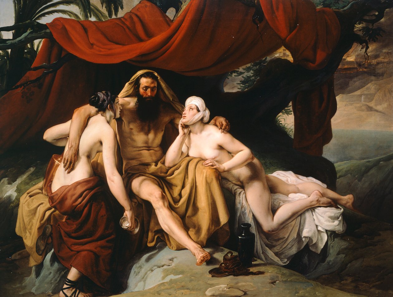 Loth a jeho dcery, Francesco Hayez od Francesco Hayez