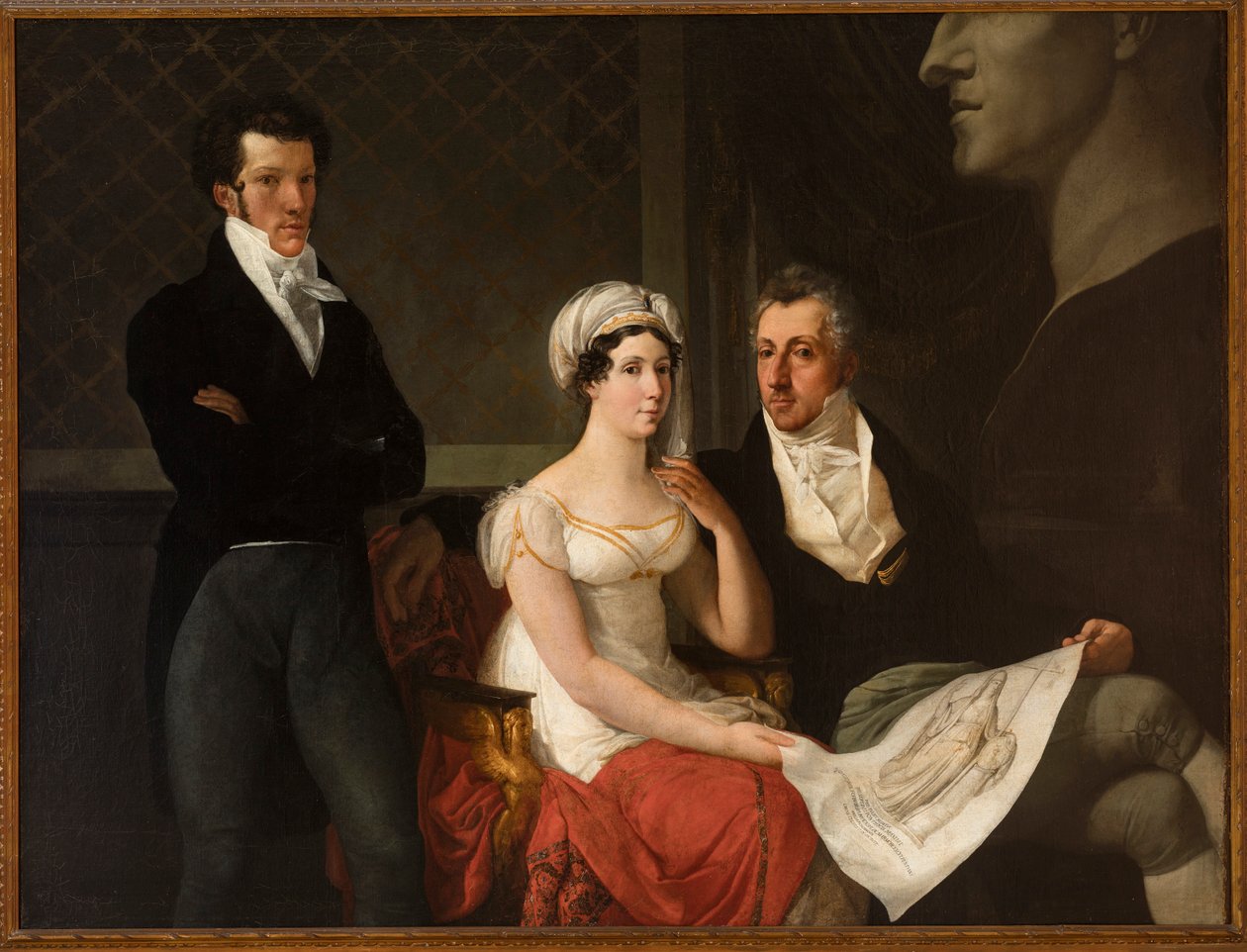 Portrét rodiny Cicognara s bustou Antonia Canovy od Hayeze, Francesca (1791-1882). Olej na plátně od Francesco Hayez