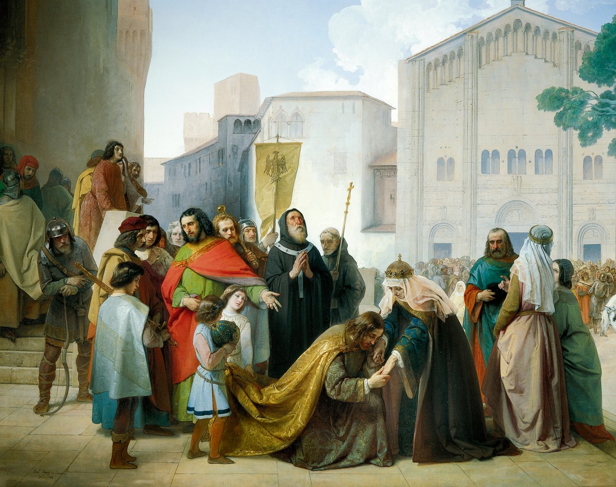 Usmíření Otty II. s jeho matkou Adelaidou Burgundskou od Francesco Hayez