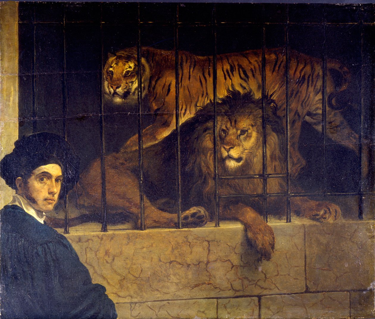 Autoportrét s tygrem a lvem od Francesco Hayez