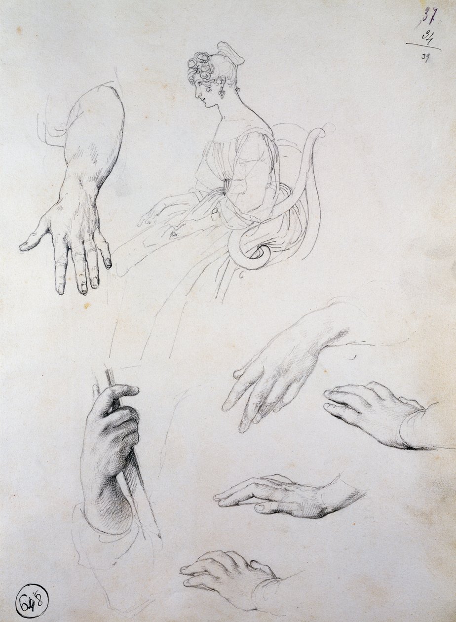 Studie k portrétu Cristiny Trivulzio Belgiojoso od Francesco Hayez