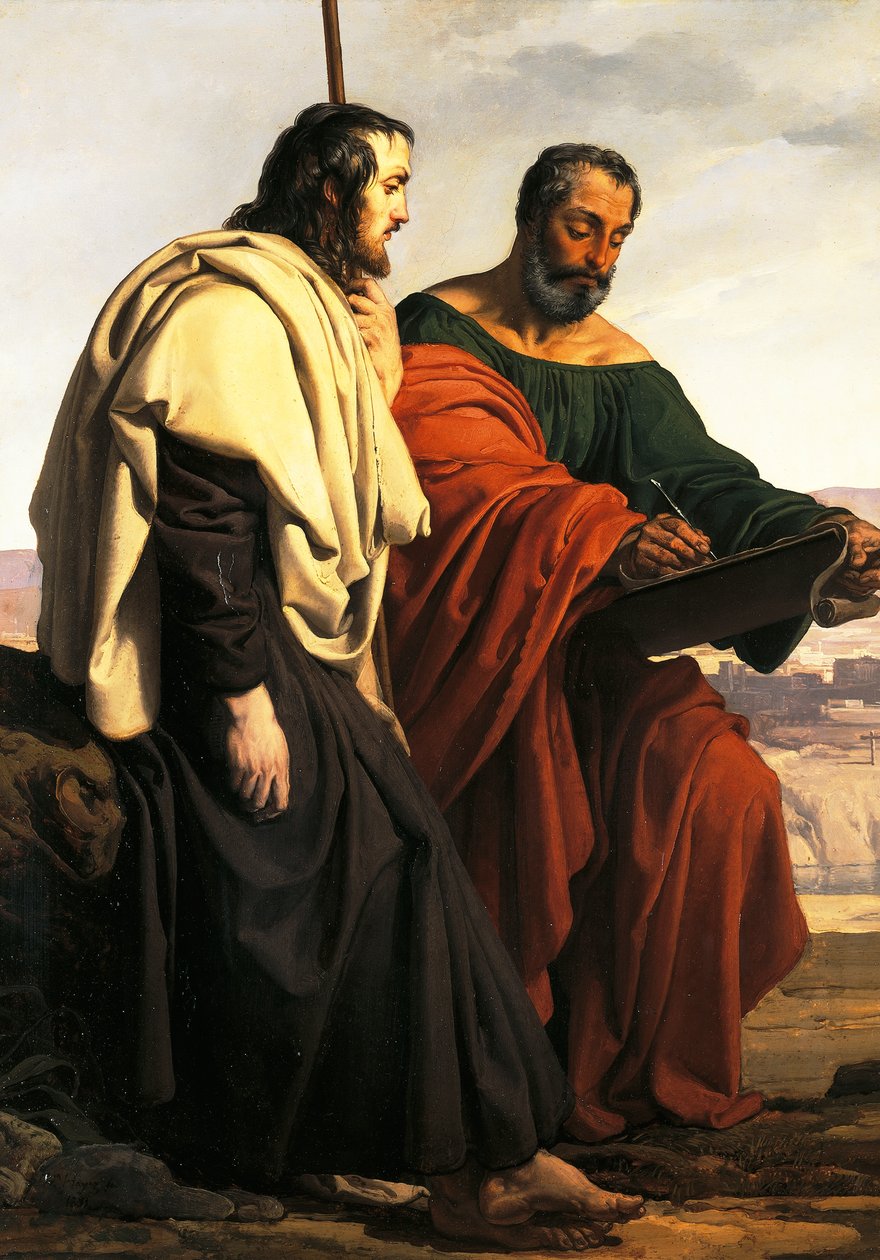 Apoštolové Filip a Jakub na cestě ke svému kázání, tedy dva vyhnaní vlastenci, odění v trikolorách od Francesco Hayez