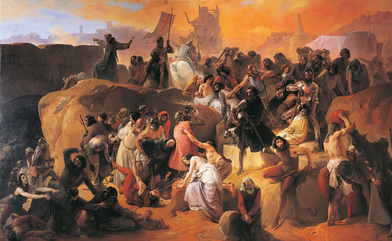 Žízeň, kterou trpěli první křižáci v Jeruzalémě, Francesco Hayez, detail od Francesco Hayez
