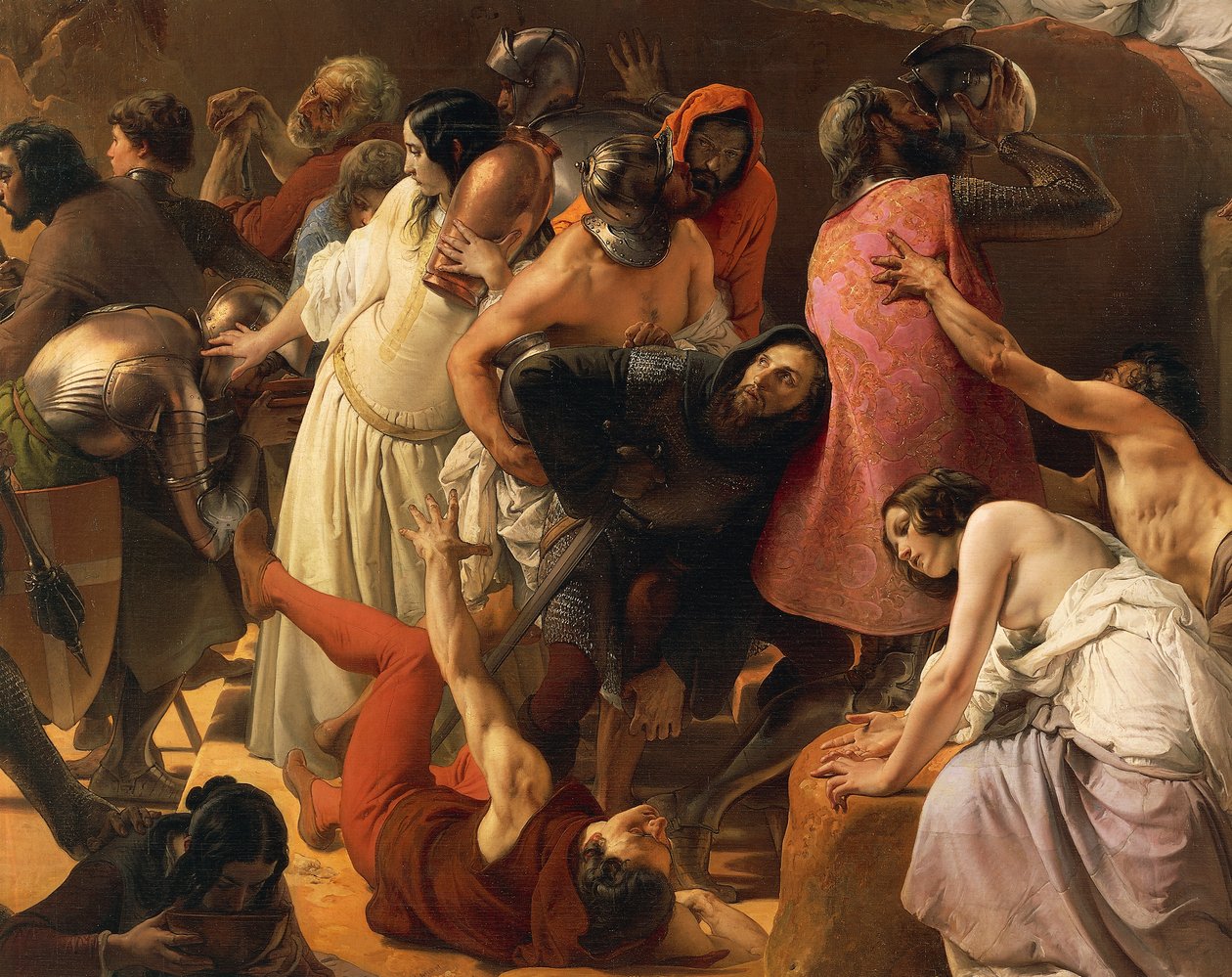 Žízeň, kterou trpěli první křižáci v Jeruzalémě, Francesco Hayez, detail od Francesco Hayez