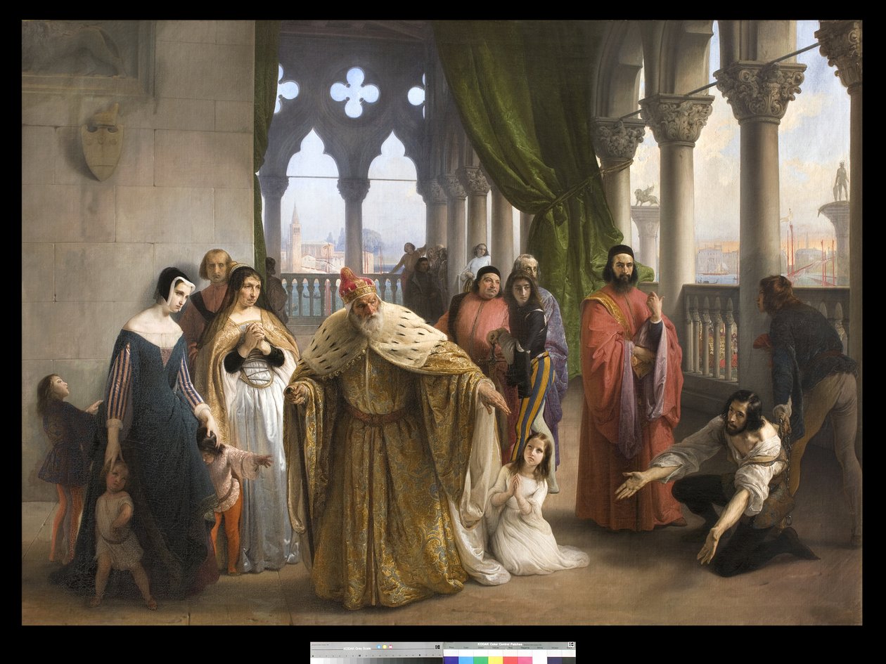 Poslední setkání Jacopa Foscariho a jeho rodiny před exilem, 1838-40 od Francesco Hayez