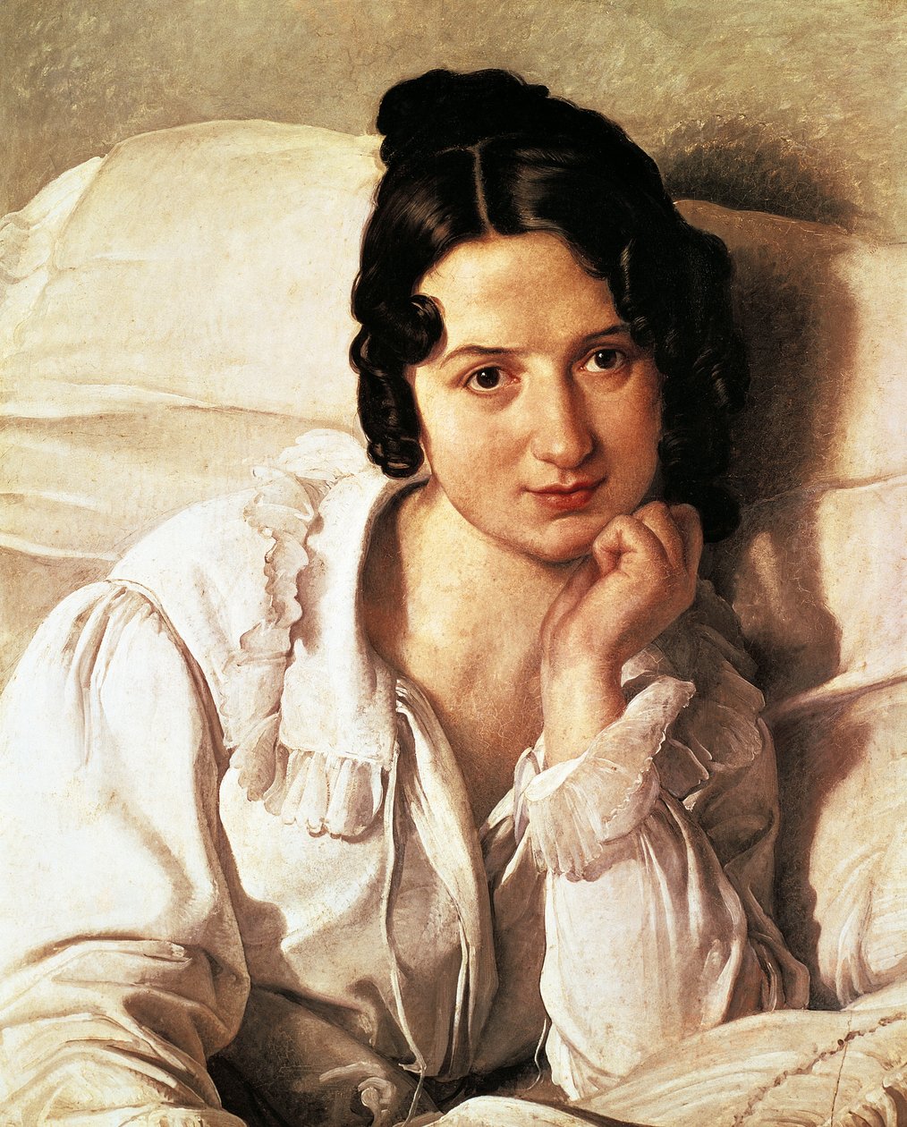 Nemocná, portrét Caroliny Zucchi od Francesca Hayeze (1791-1882), olej na plátně, 60x495 cm od Francesco Hayez
