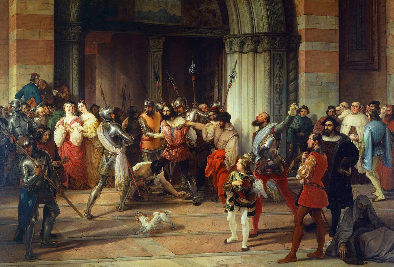 Ventura Fenaroli Zatčen v Carmine Church v Brescii Francouzi, Francesco Hayez od Francesco Hayez