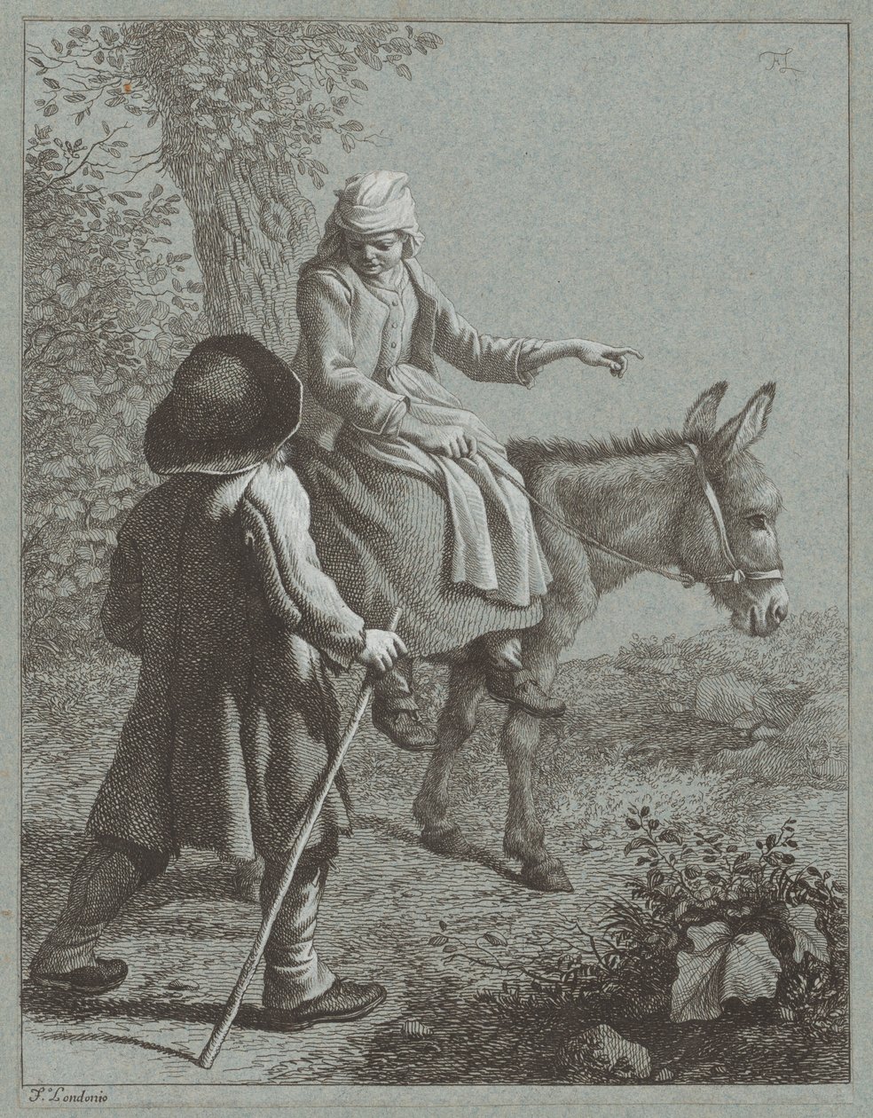 Chlapec a dívka s oslem, 1764. od Francesco Londonio