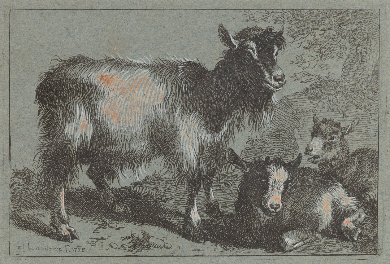 Koza a dvě děti, 1758. od Francesco Londonio