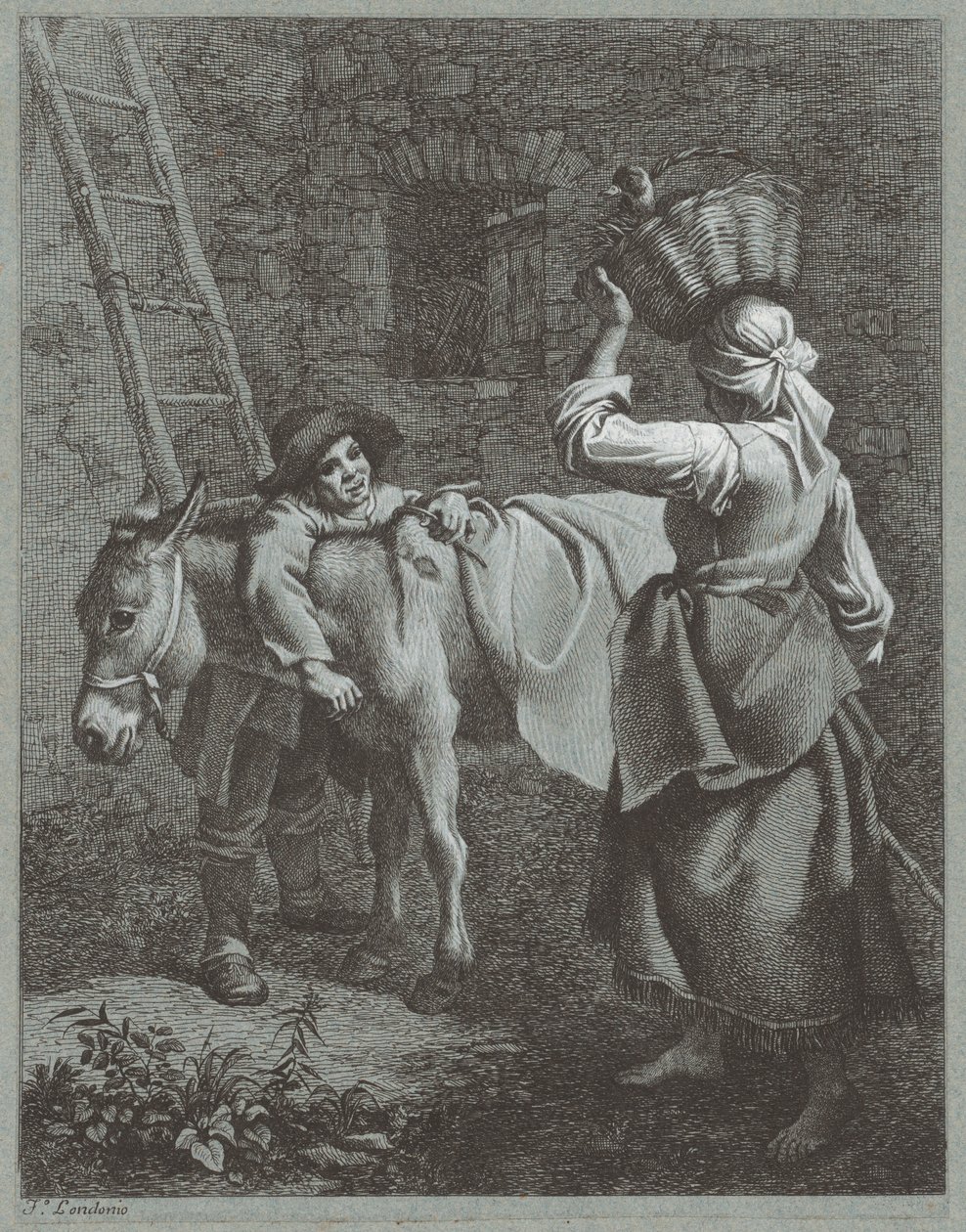 Shepherd Boy Talking to a Farm Girl, 1764. od Francesco Londonio
