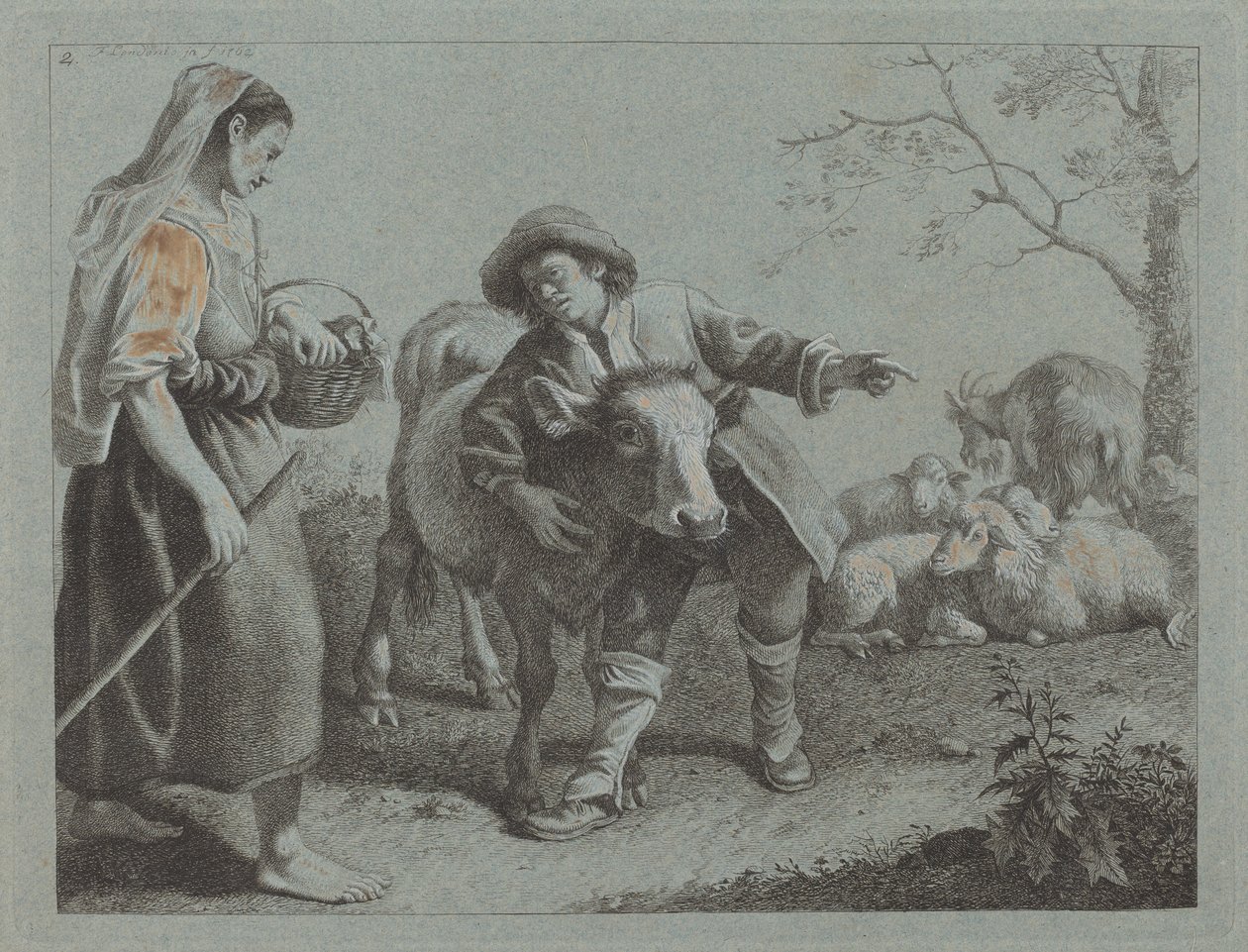Pastýř ukazuje směr k pastýři, 1762. od Francesco Londonio