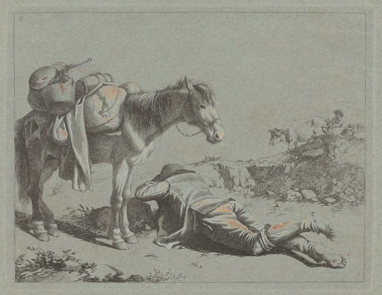 Shepherd in Repose near a pack horse, c. 1762. od Francesco Londonio