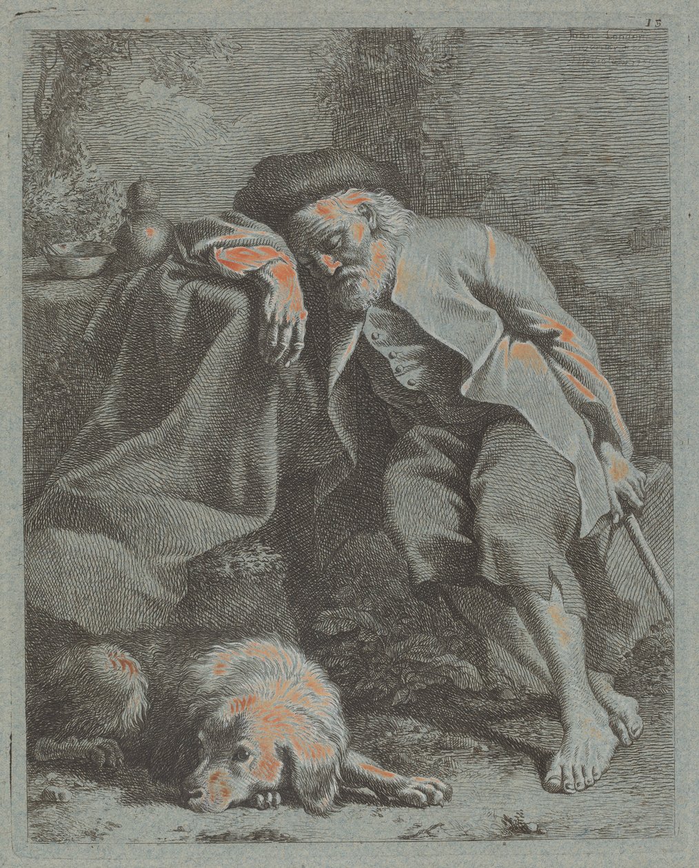 Spící starý muž se psem, 1759. od Francesco Londonio