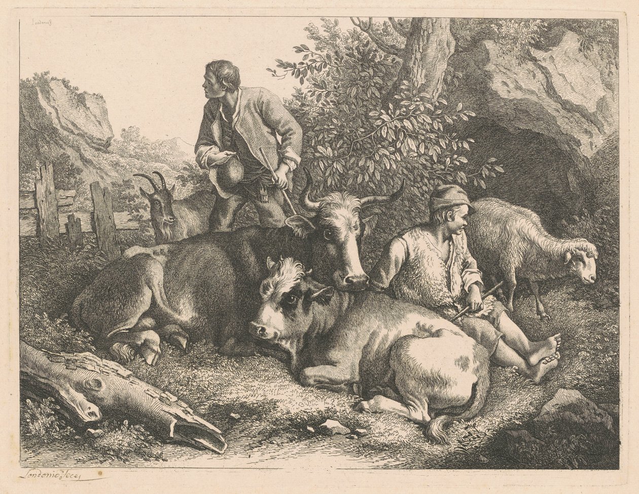 Dva pastýři s krávou a teletem, po roce 1776. od Francesco Londonio
