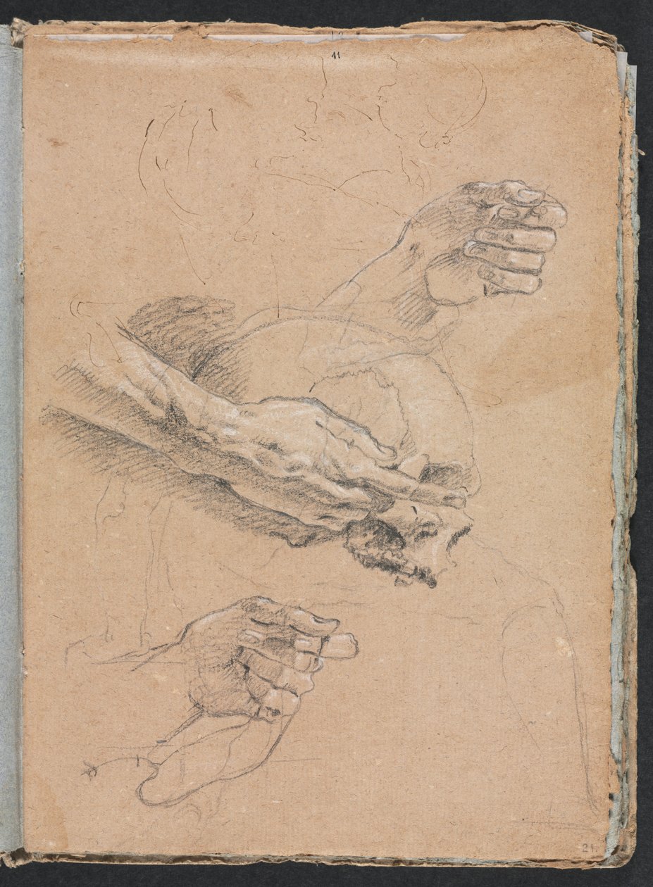 Verona Sketchbook: Studie rukou a lebky, strana 21, 1760. od Francesco Lorenzi