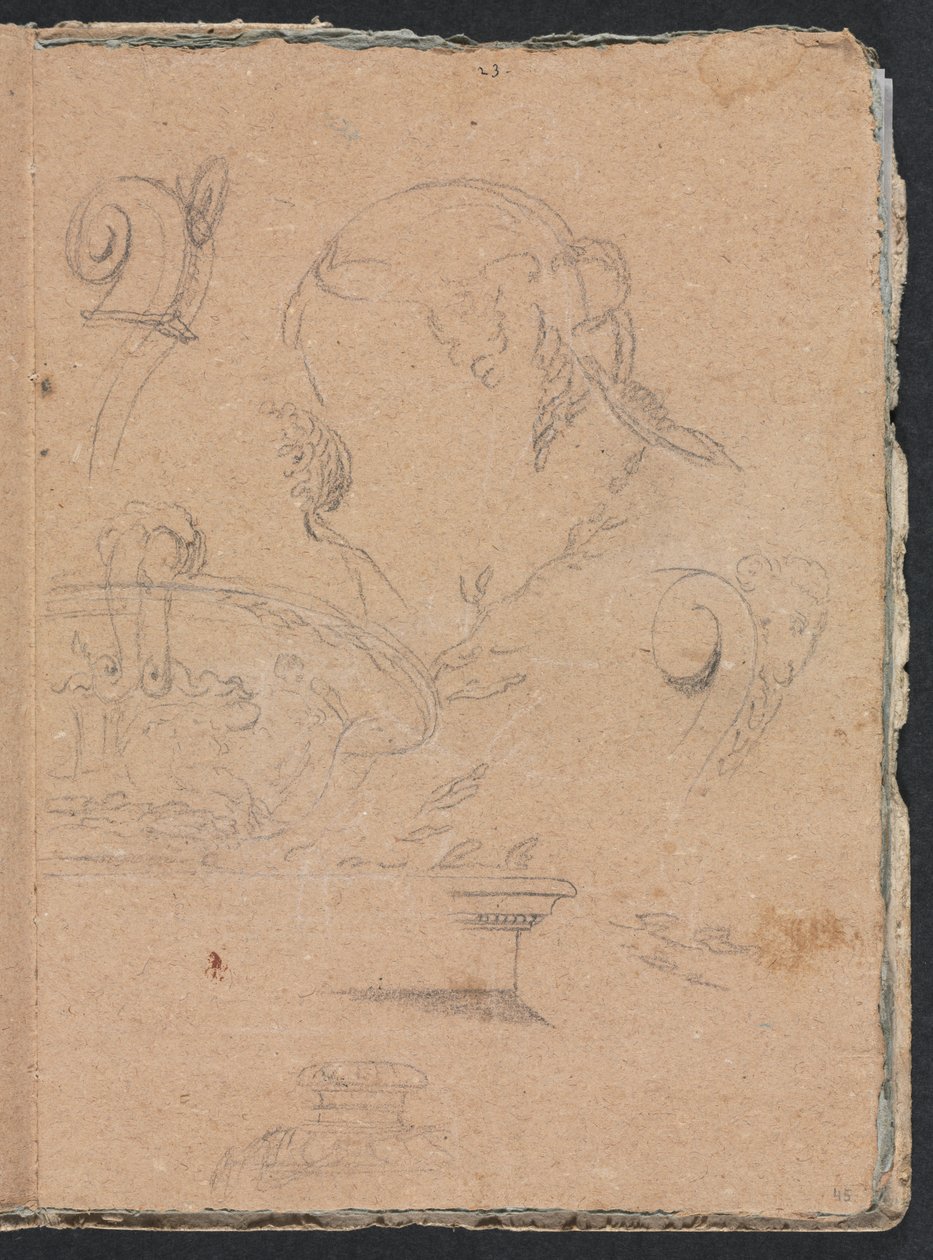 Verona Sketchbook: Architektonické motivy s ženskou hlavou strana 45, 1760. od Francesco Lorenzi