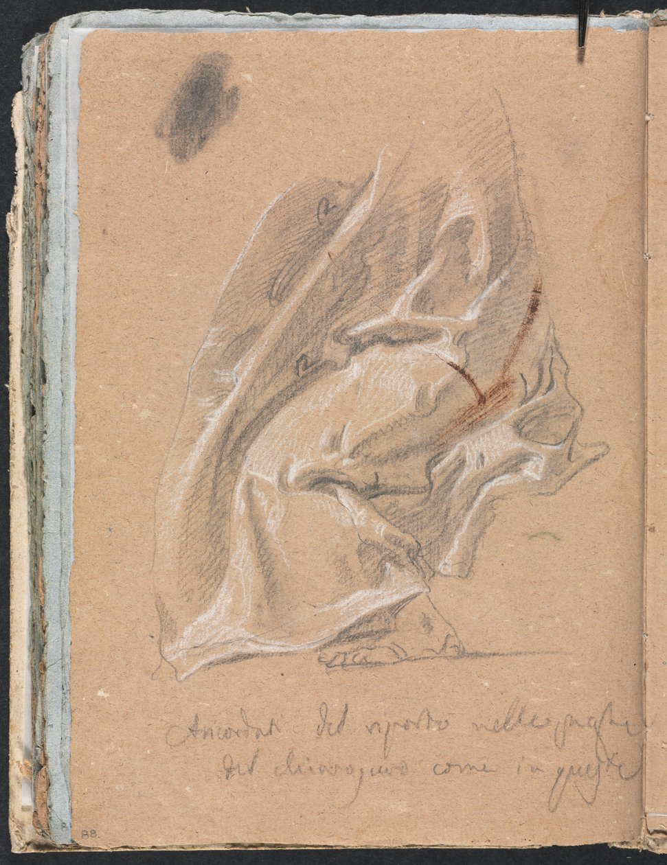 Verona Sketchbook: Drapery studie s patkou a nápisem strana 88, 1760. od Francesco Lorenzi