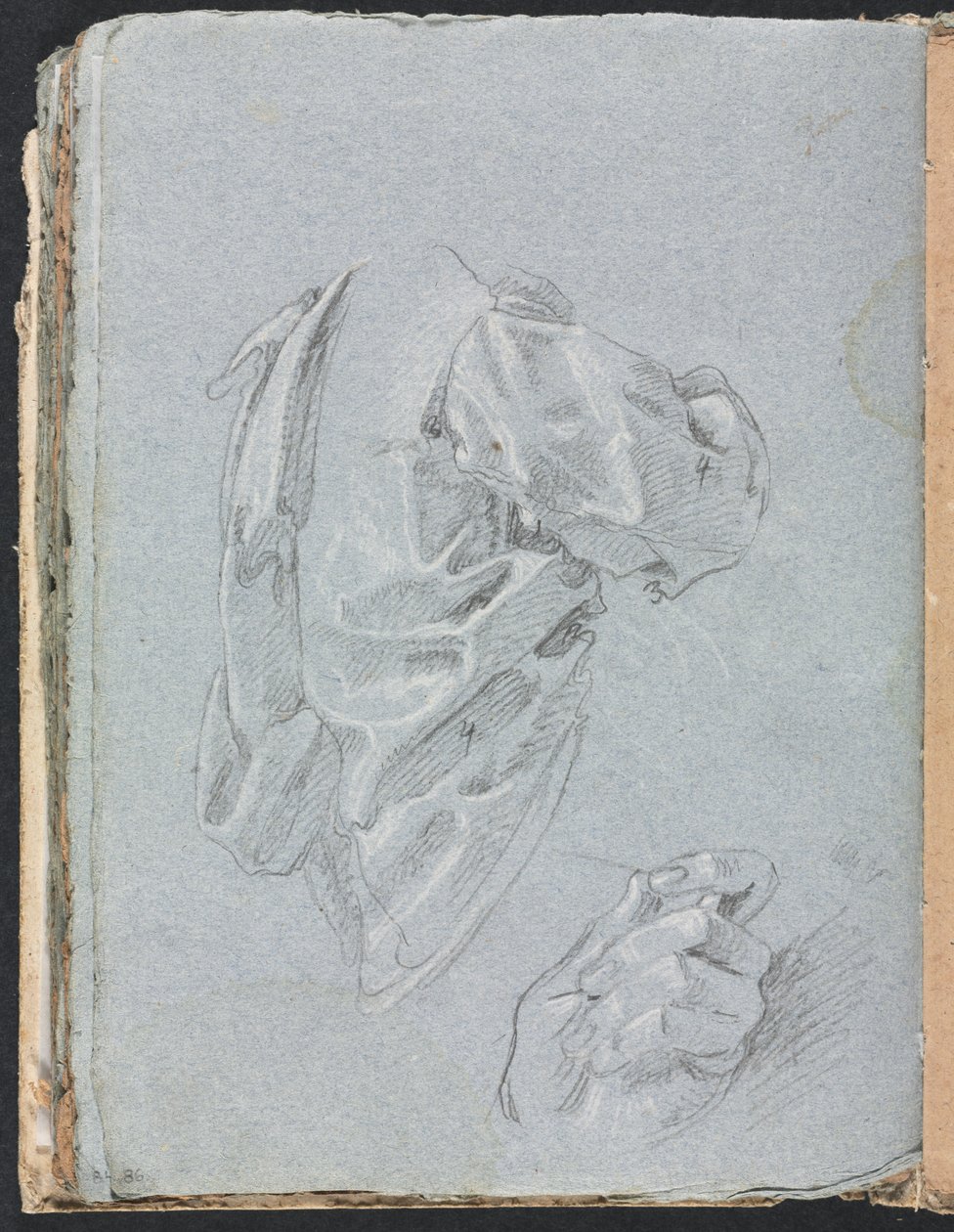 Verona Sketchbook: Drapery study s levou stranou, strana 86, 1760. od Francesco Lorenzi