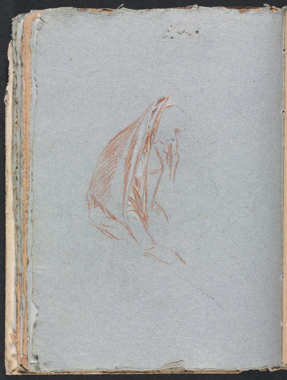 Verona Sketchbook: Ženská postava s pláštěm strana 40, 1760. od Francesco Lorenzi