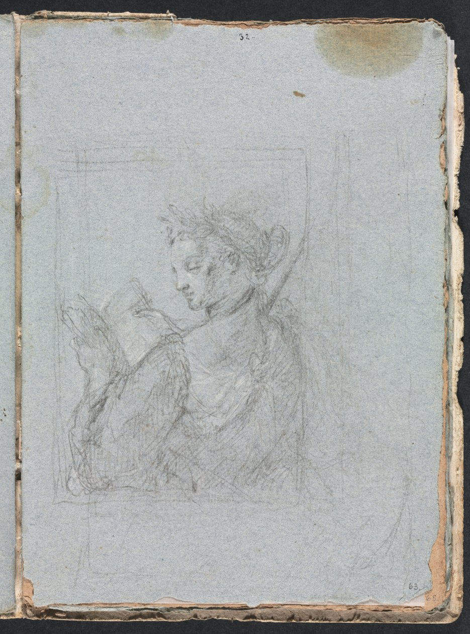 Verona Sketchbook: Ženská postava s otevřenou knihou (strana 63) od Francesco Lorenzi