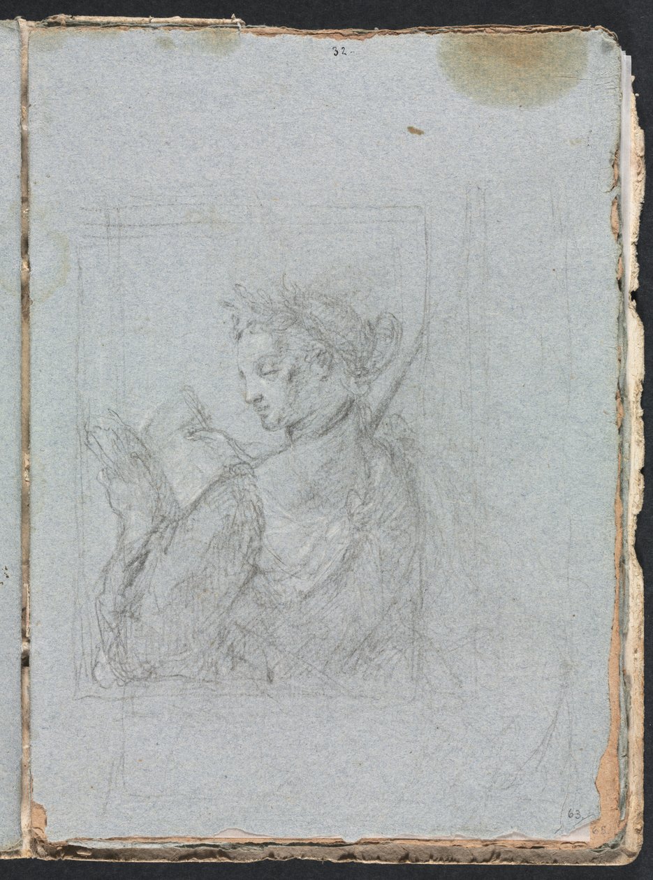 Verona Sketchbook: Ženská postava s otevřenou knihou strana 63, 1760. od Francesco Lorenzi