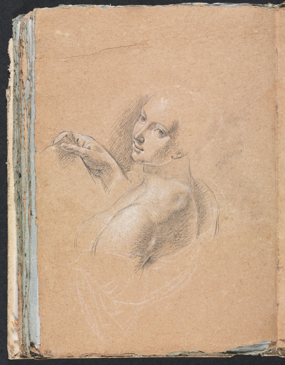 Verona Sketchbook: Ženský akt dívá přes levé rameno strana 74, 1760. od Francesco Lorenzi