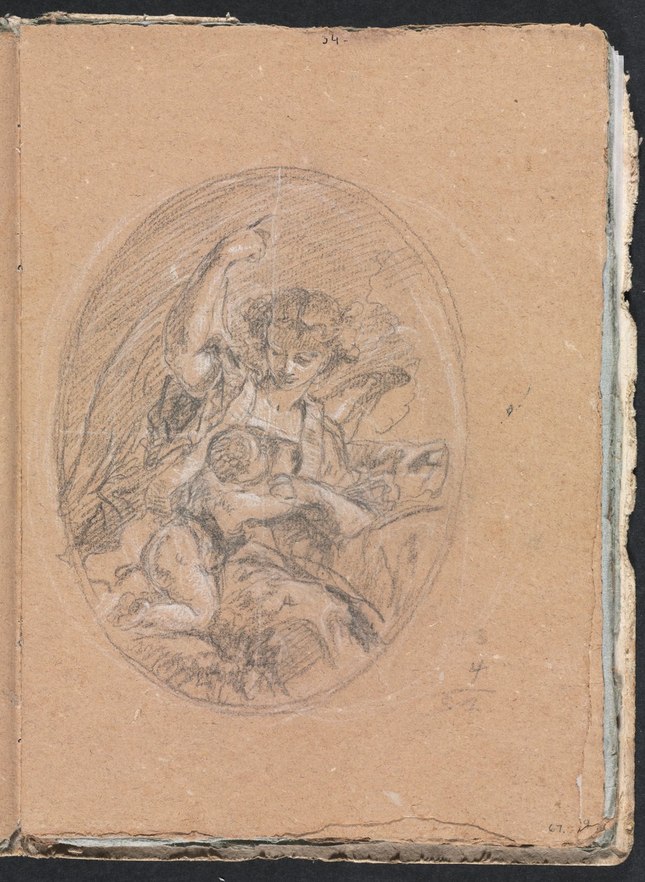 Verona Sketchbook: Figura s dítětem v rondelu, strana 67, 1760. od Francesco Lorenzi
