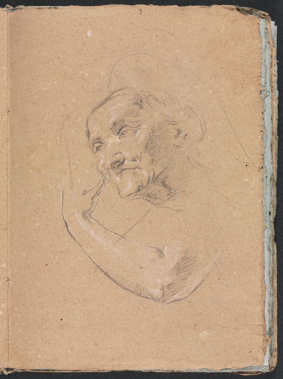 Verona Sketchbook: Hlava ženy s levou paží strana 13, 1760. od Francesco Lorenzi