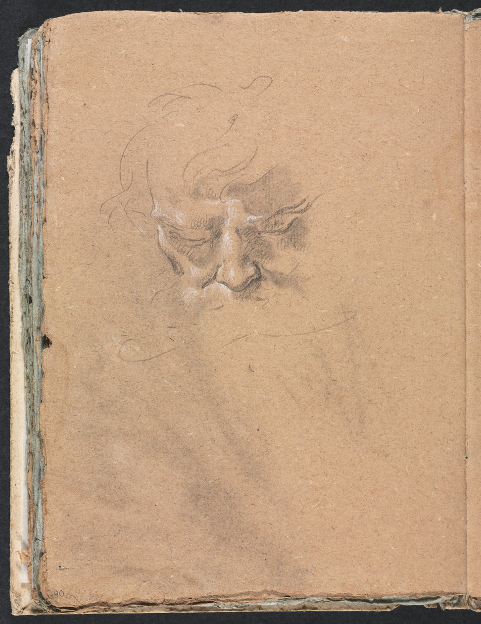 Verona Sketchbook: Mužská hlava strana 80, 1760. od Francesco Lorenzi