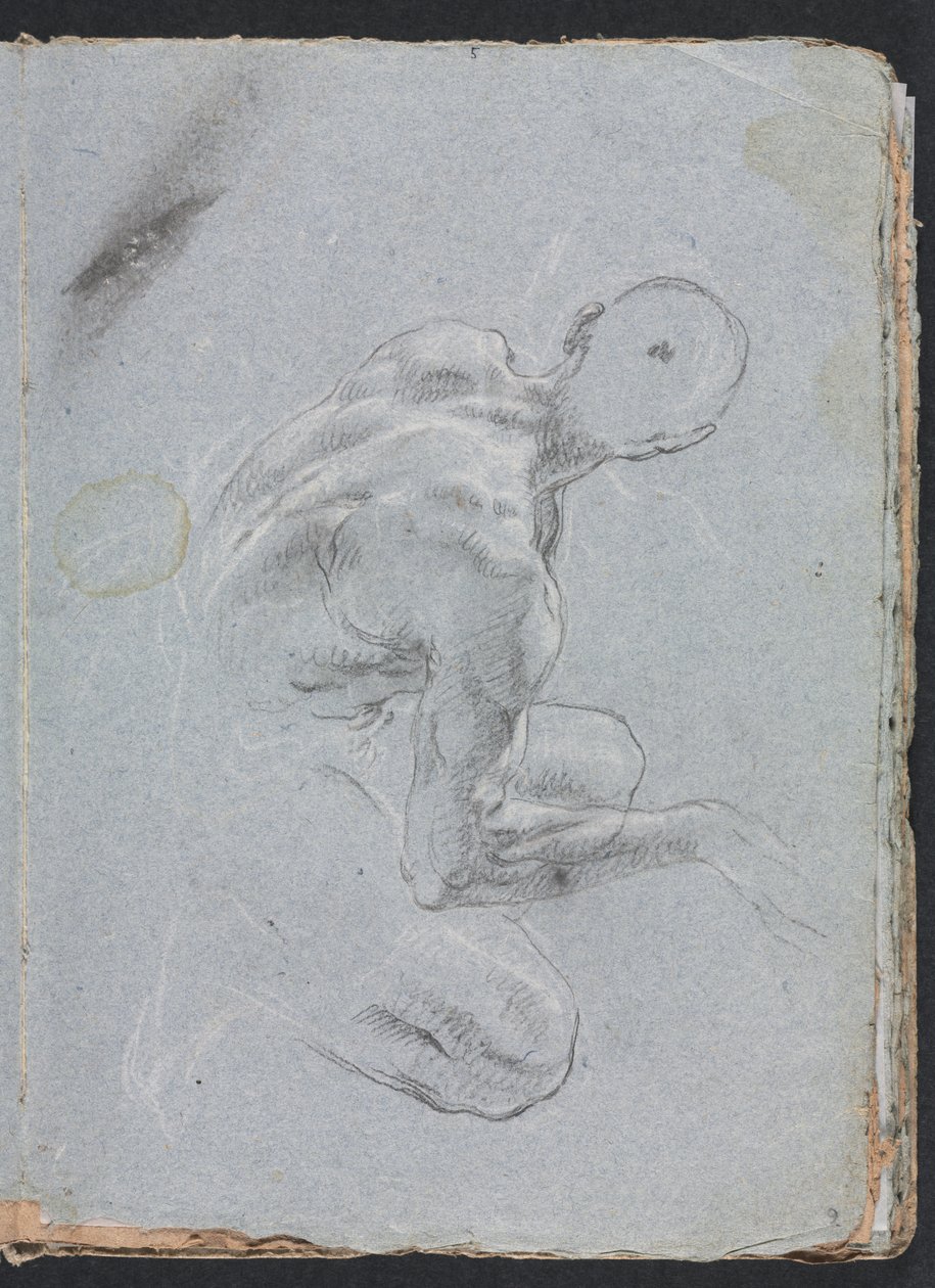 Verona Sketchbook: Mužský akt ze zadní strany 9, 1760. od Francesco Lorenzi