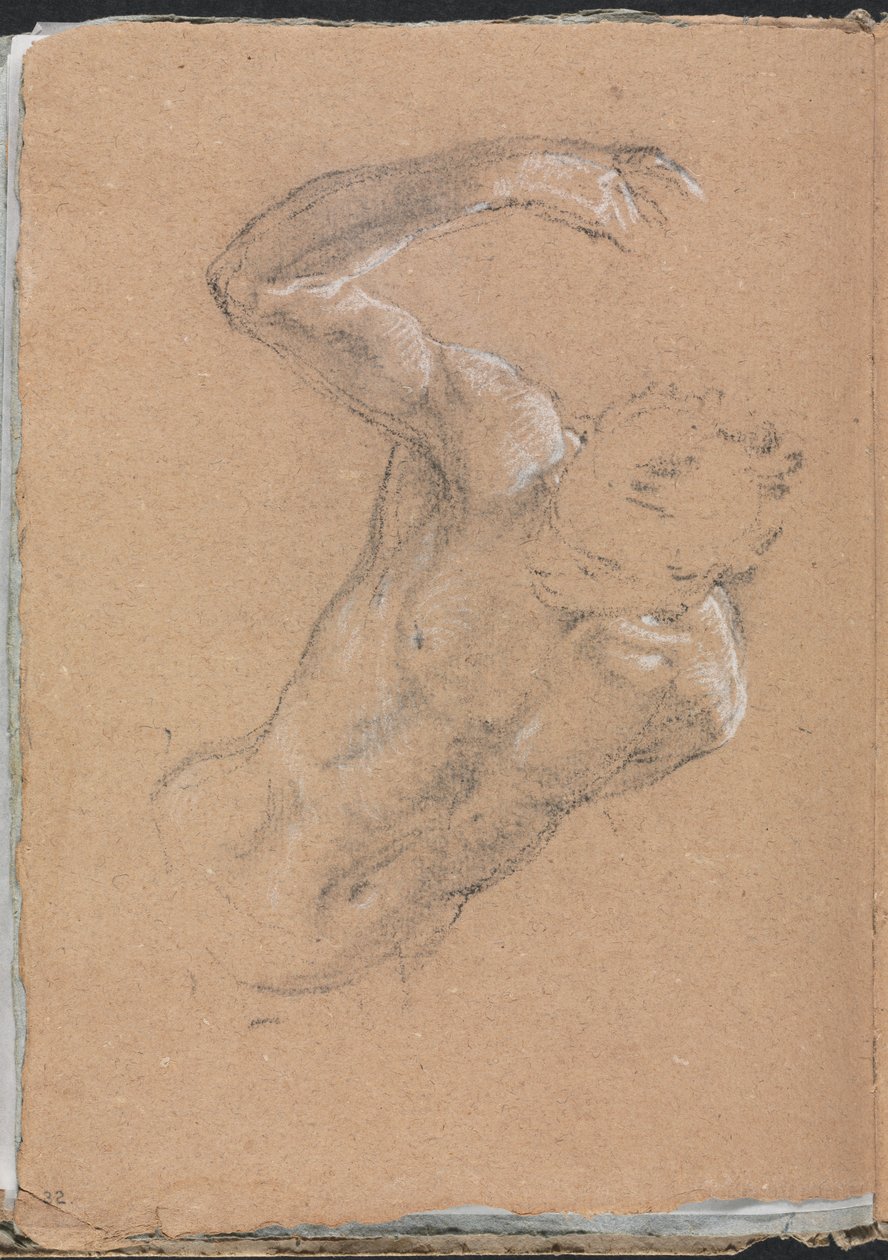 Verona Sketchbook: Mužský akt se zdviženou pravou paží, strana 32, 1760. od Francesco Lorenzi