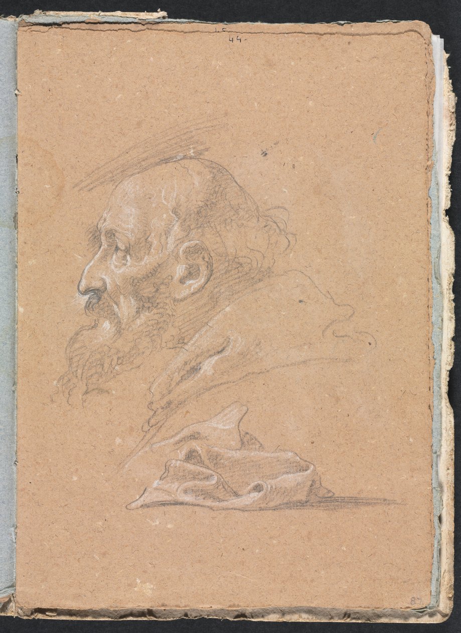 Verona Sketchbook: Mnich z profilu s drapérií (strana 87) od Francesco Lorenzi