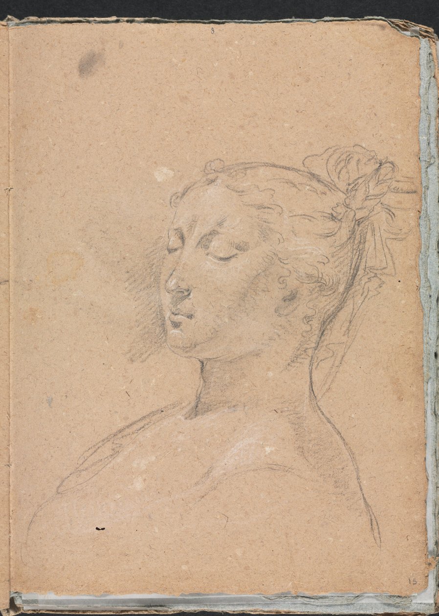 Verona Sketchbook: Žena se zavřenýma očima, strana 15, 1760. od Francesco Lorenzi