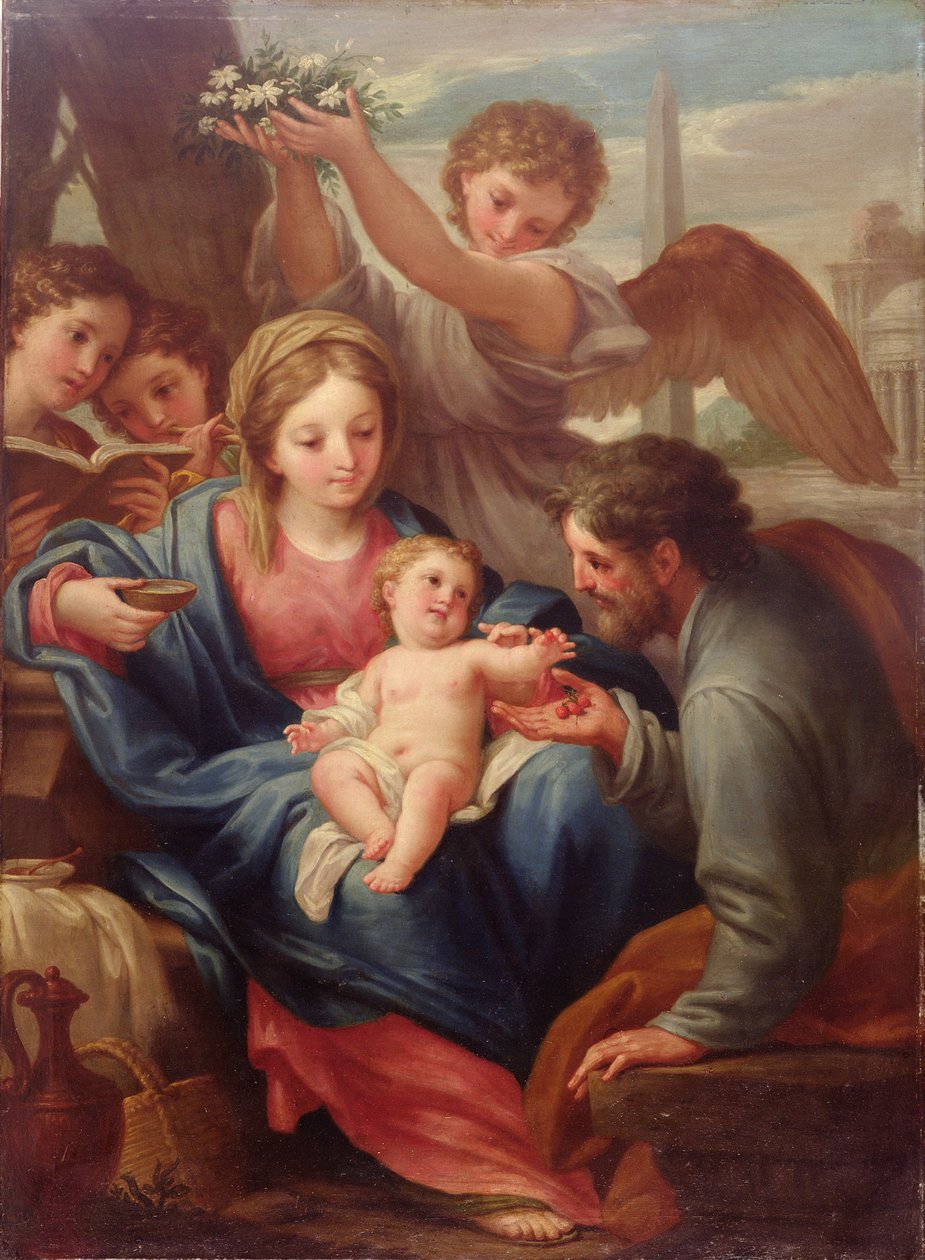 Madona s dítětem a svatým Josefem aneb Odpočinek na útěku do Egypta (olej na plátně) od Francesco Mancini