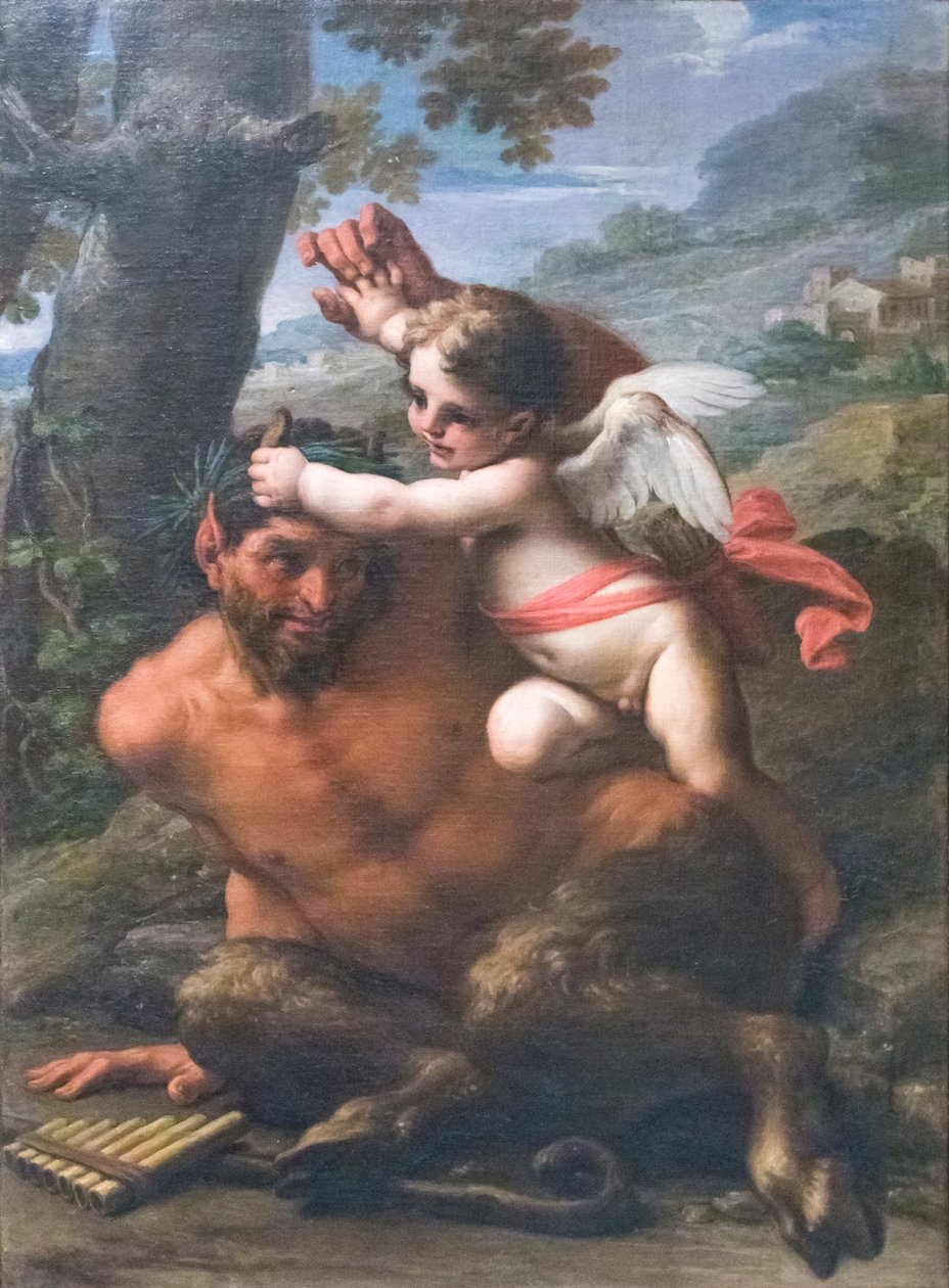 Boj mezi Cupidem a Panem (olej na plátně) od Francesco Mancini