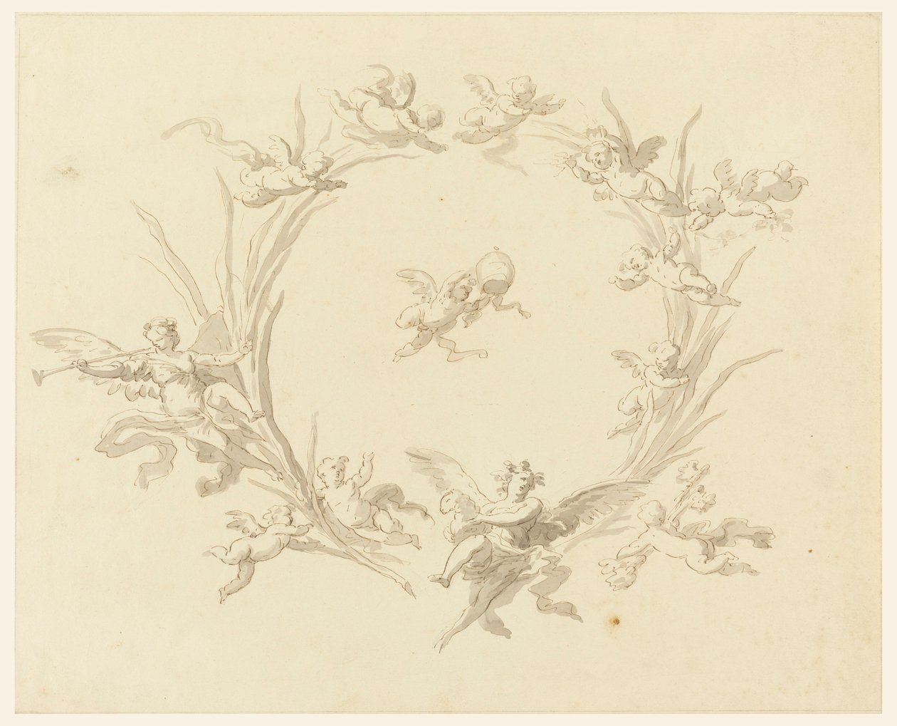 Kresba, Studie pro freskovou výzdobu, Quirinalský palác, Řím, 1815-16 od Francesco Manno