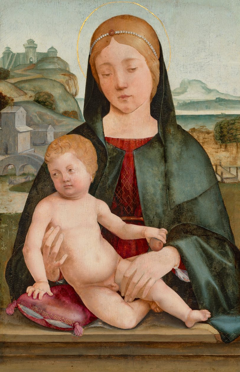 Madona s dítětem v krajině od Francesco Marmitta