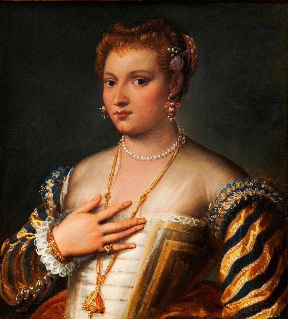 Portrét mladé Benátčanky (olej na plátně) od Francesco Montemezzano