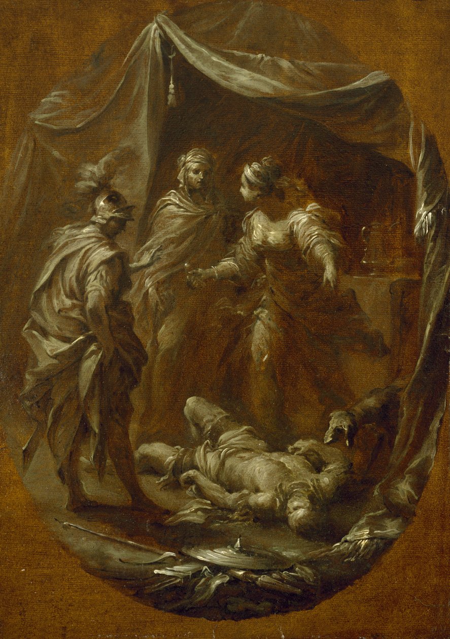 Jael a Sisera, kolem 1730 (olej na papíře, položeno na plátně) od Francesco Monti